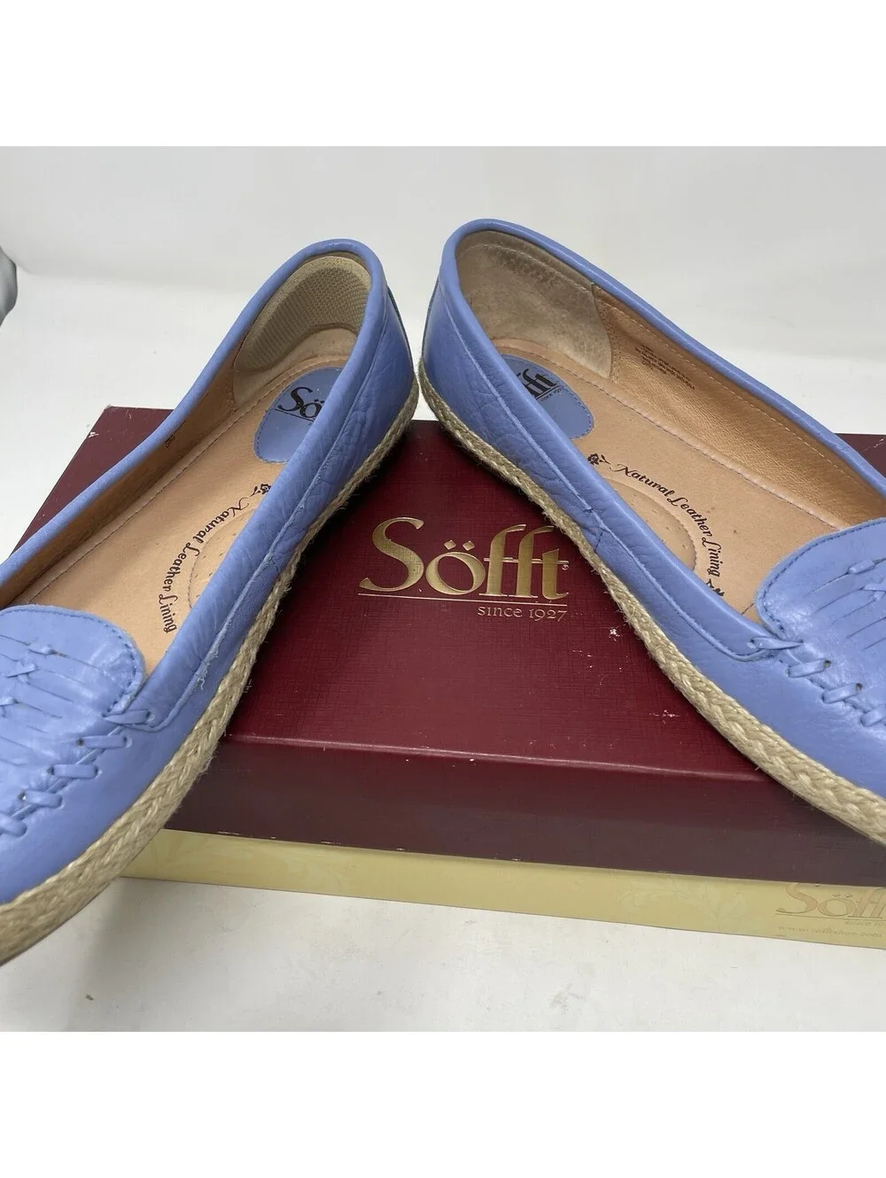 Sofft Blue Woven Leather Espadrilles Flats Loafers Women 9 Slipon Comfort